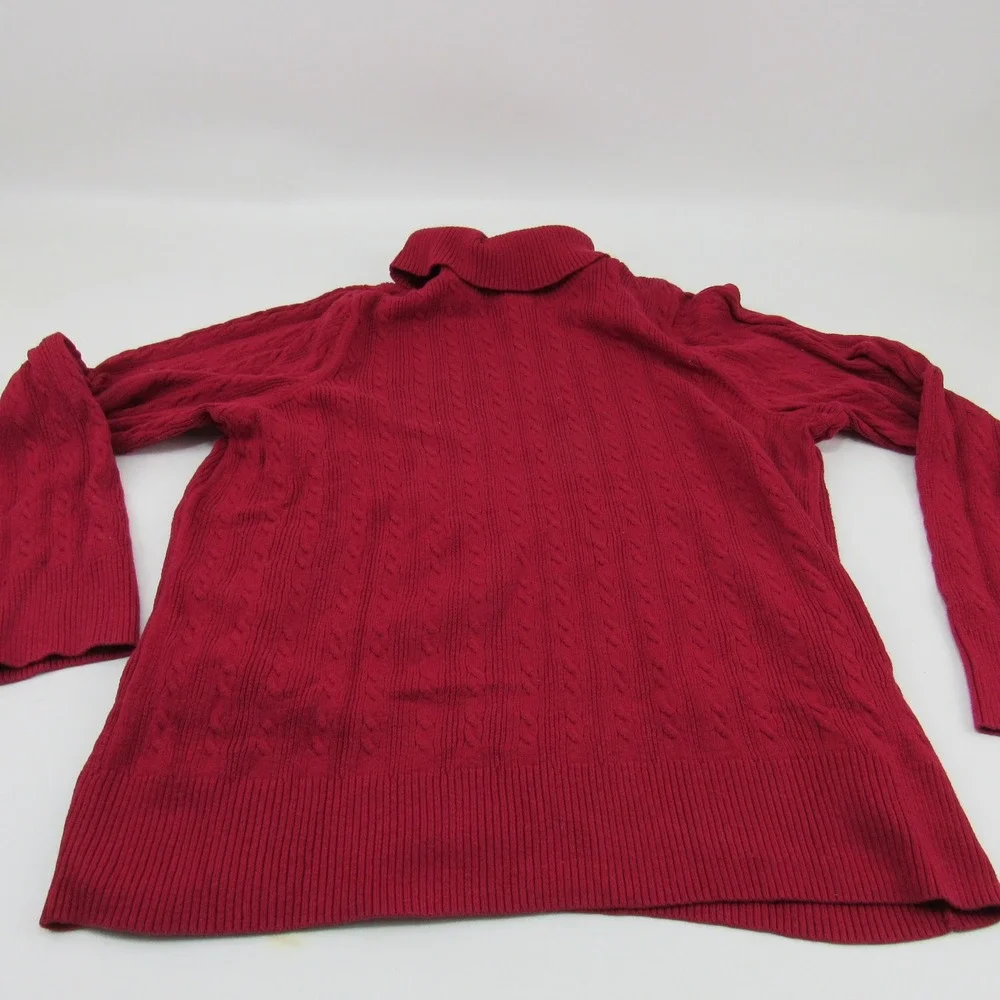 Sonoma Womans Turtleneck Sweater Cable Knit Pullover Cotton Blend‎ 1X Red